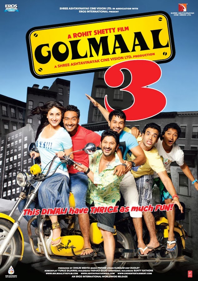 Golmaal 3 (2010) Hindi Movie 350MB BluRay 480p Download