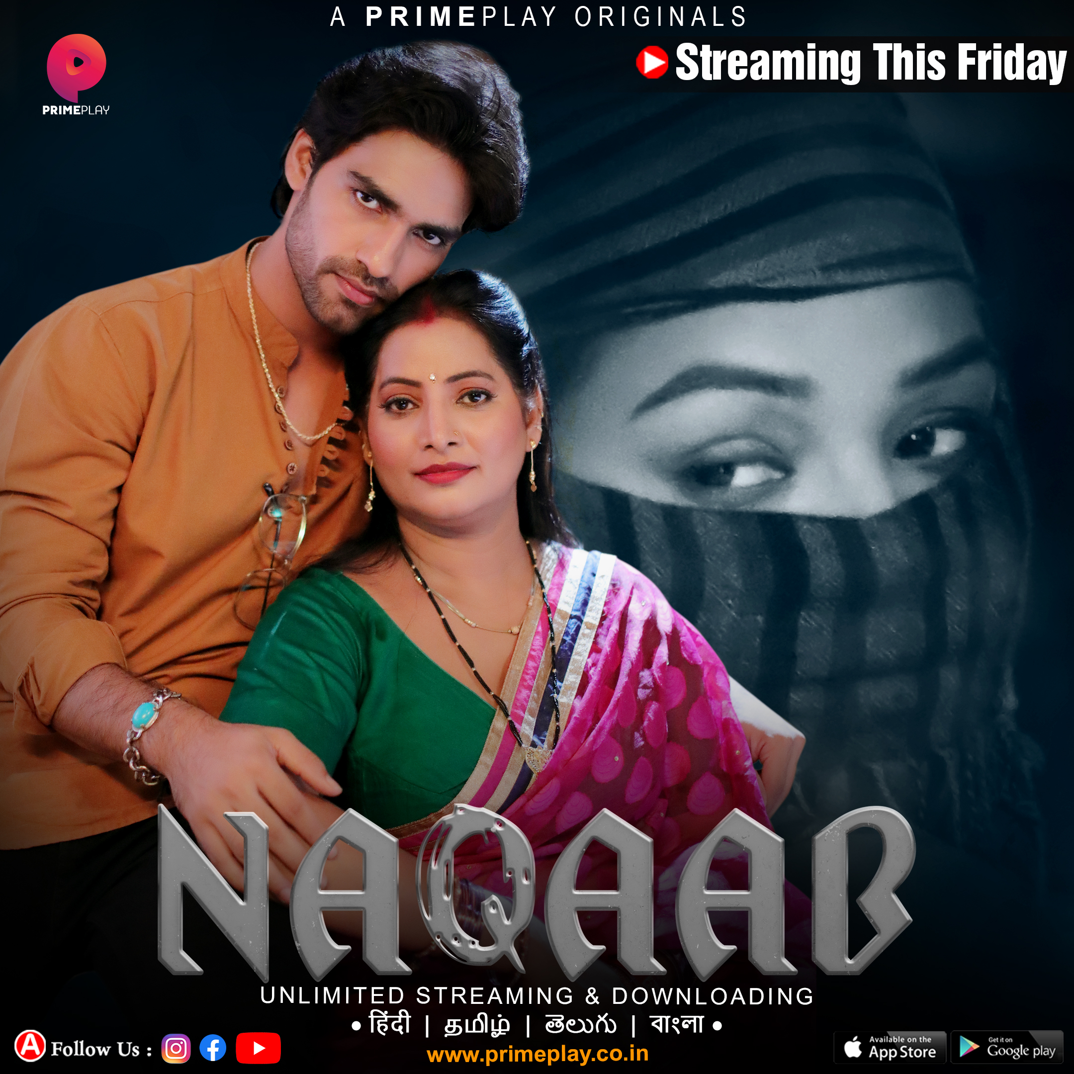 Naqaab 2023 PrimePlay S01E01T03 Hindi Web Series 300MB HDRip 480p